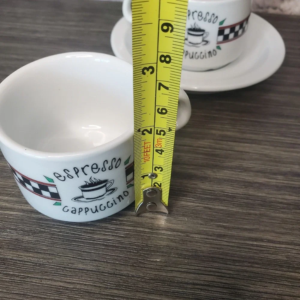 Expresso Coffee Cup & Saucer‎ Set Of 2 Black &White Diner Checkered